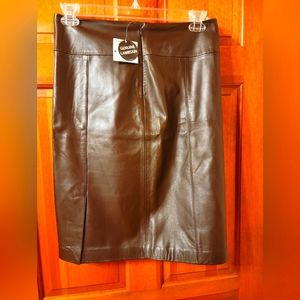 Jaclyn Smith Genuine Leather Skirt Size 8 Vintage Brown Lambskin New NWT